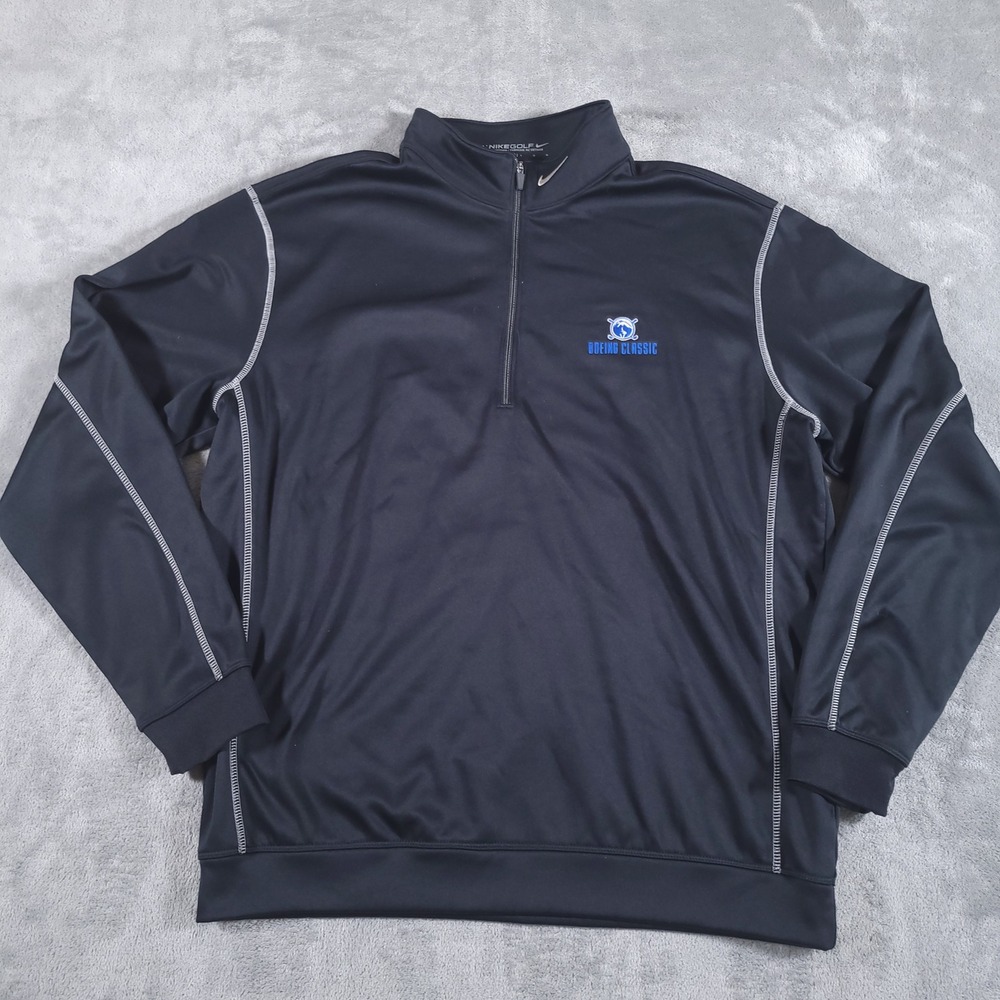 Nike Golf Pullover Mens Large Black 1/4 Zip Boeing Classic Therma-FIT 416574-010